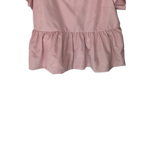 Express Pink Dressy Short Sleeve Ruffle Square Neck Baby Doll Blouse Size Large - Picture 4 of 8